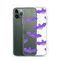 Morrigan iPhone® Clear Case featuring a sleek design with bat graphics, offering superior protection and easy access.