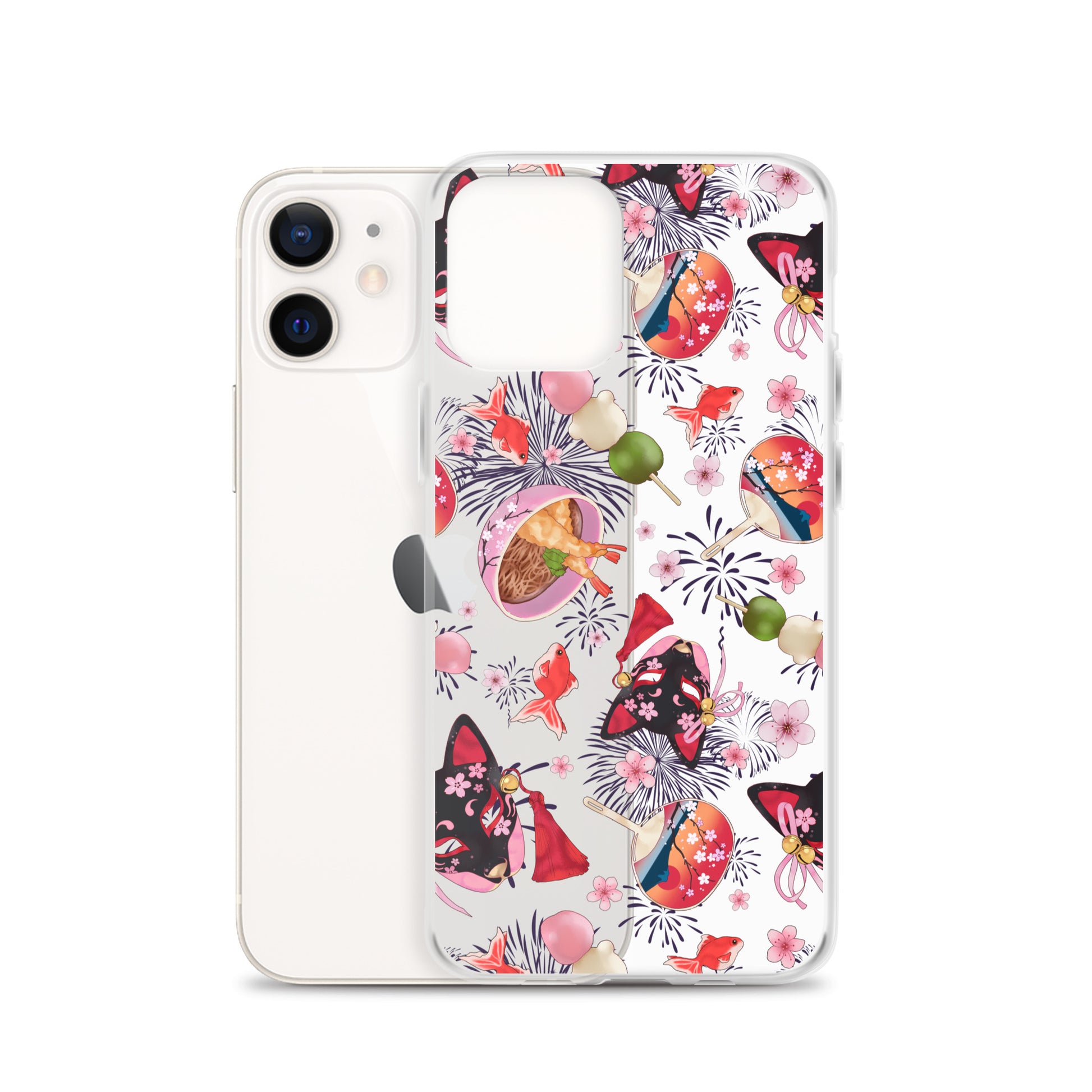 Matsuri iPhone® Clear Case features a vibrant design, offering protection from scratches and easy access to ports.