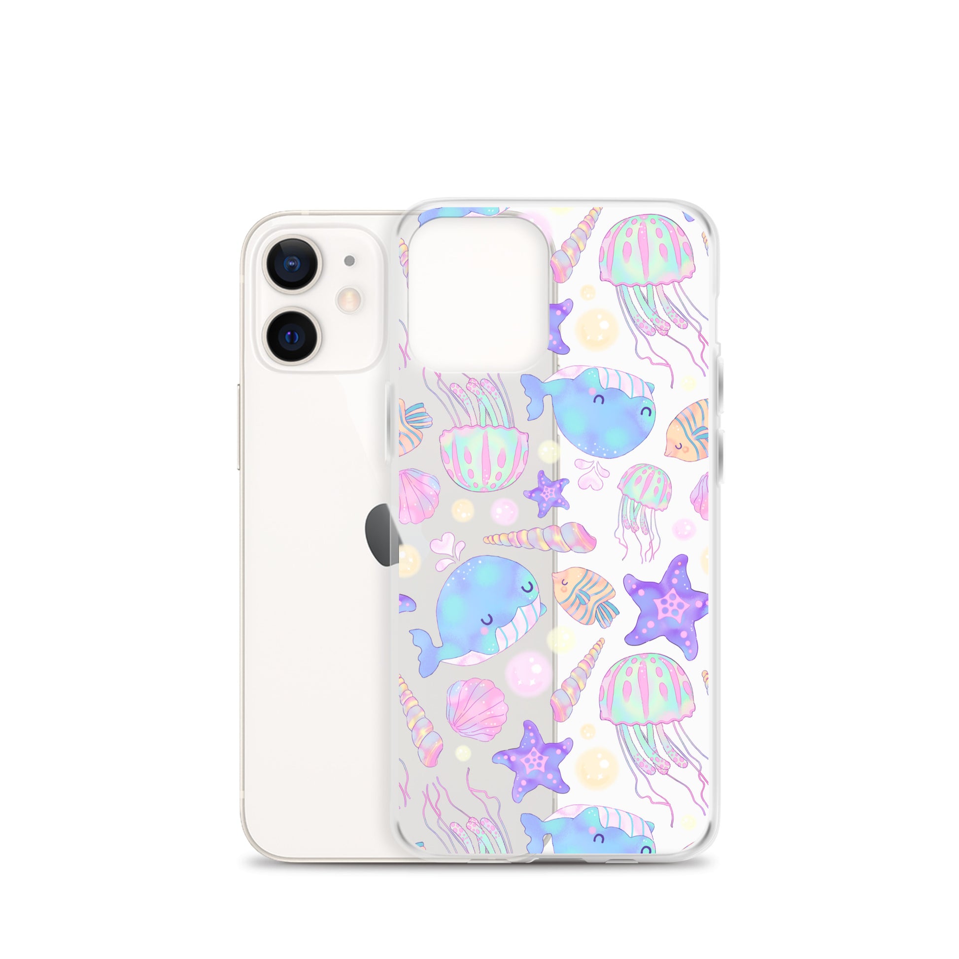 Colorful Under the Sea iPhone® Clear Case featuring playful marine life designs, perfect for protection and style.