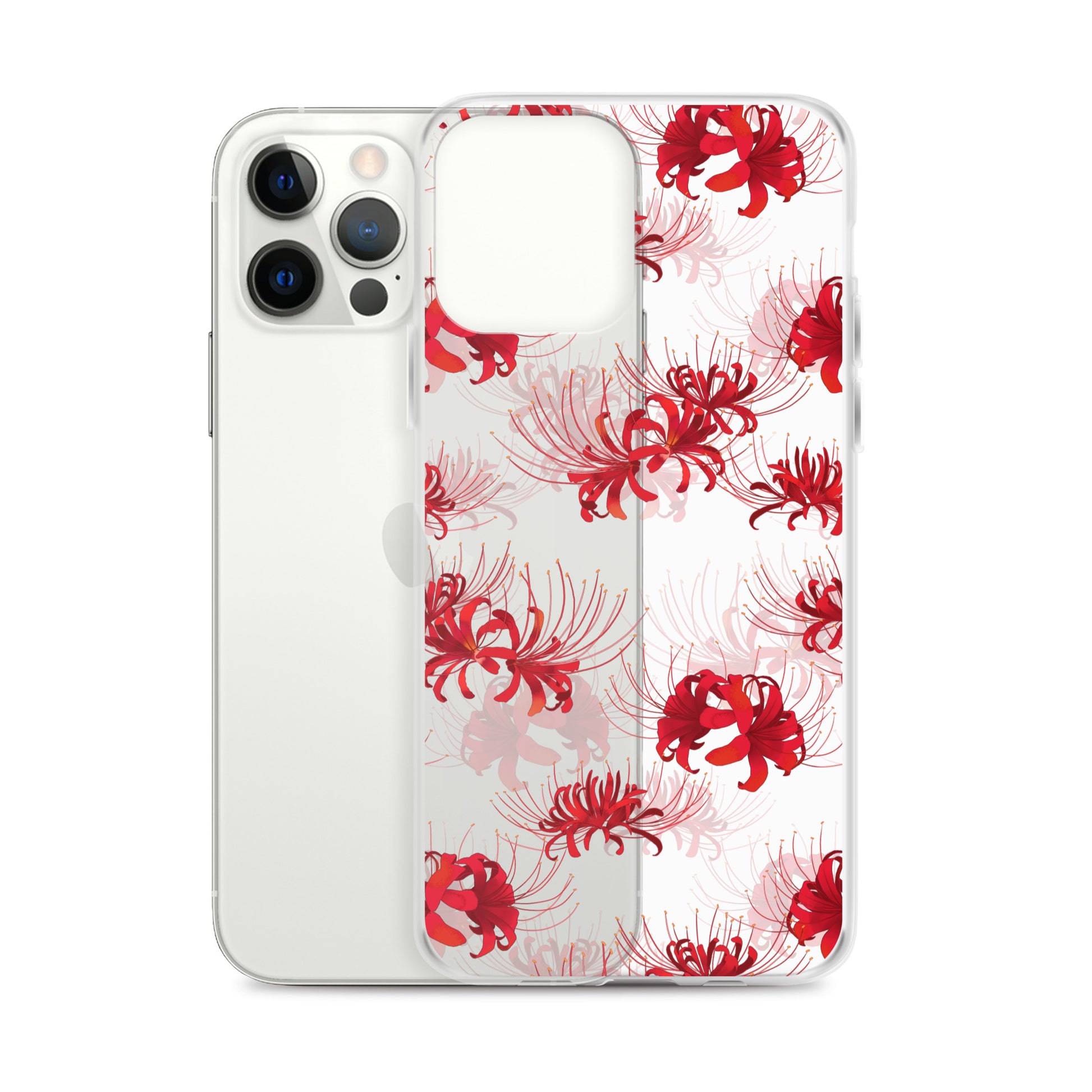 Sleek Higanbana iPhone® Clear Case features floral design, protecting your phone with style and durability.