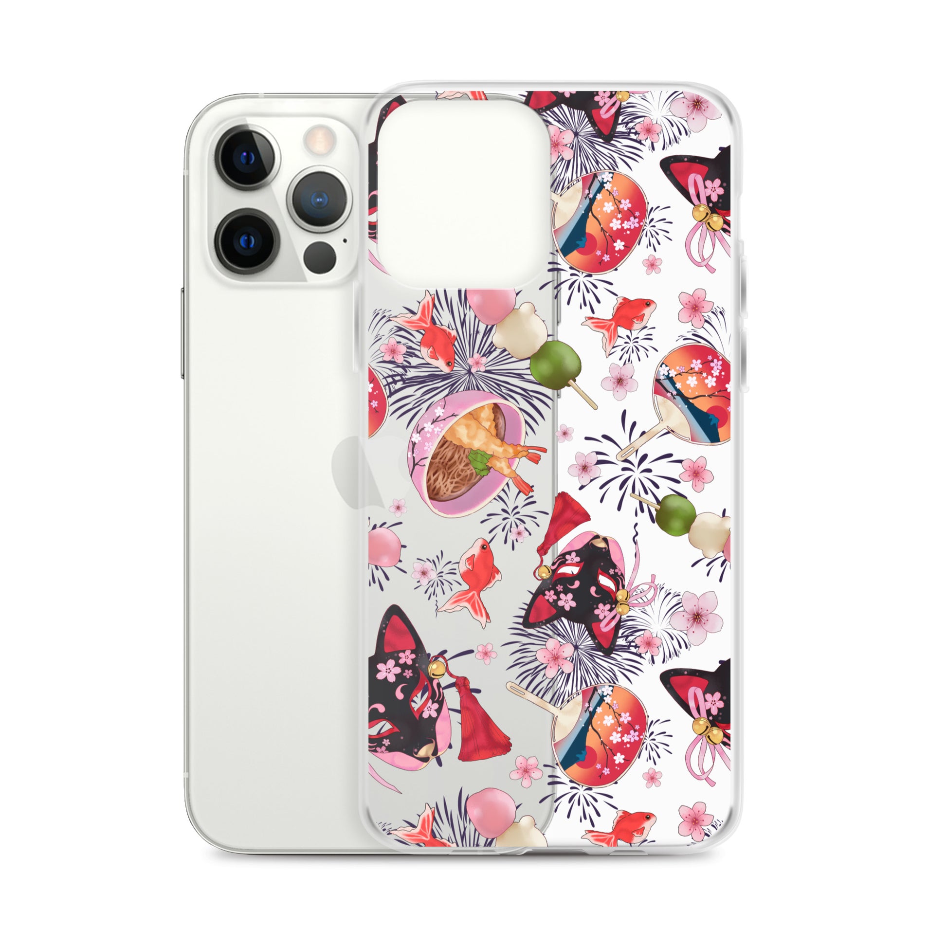 Stylish Matsuri iPhone® Clear Case featuring vibrant designs, offering protection against scratches and dirt.
