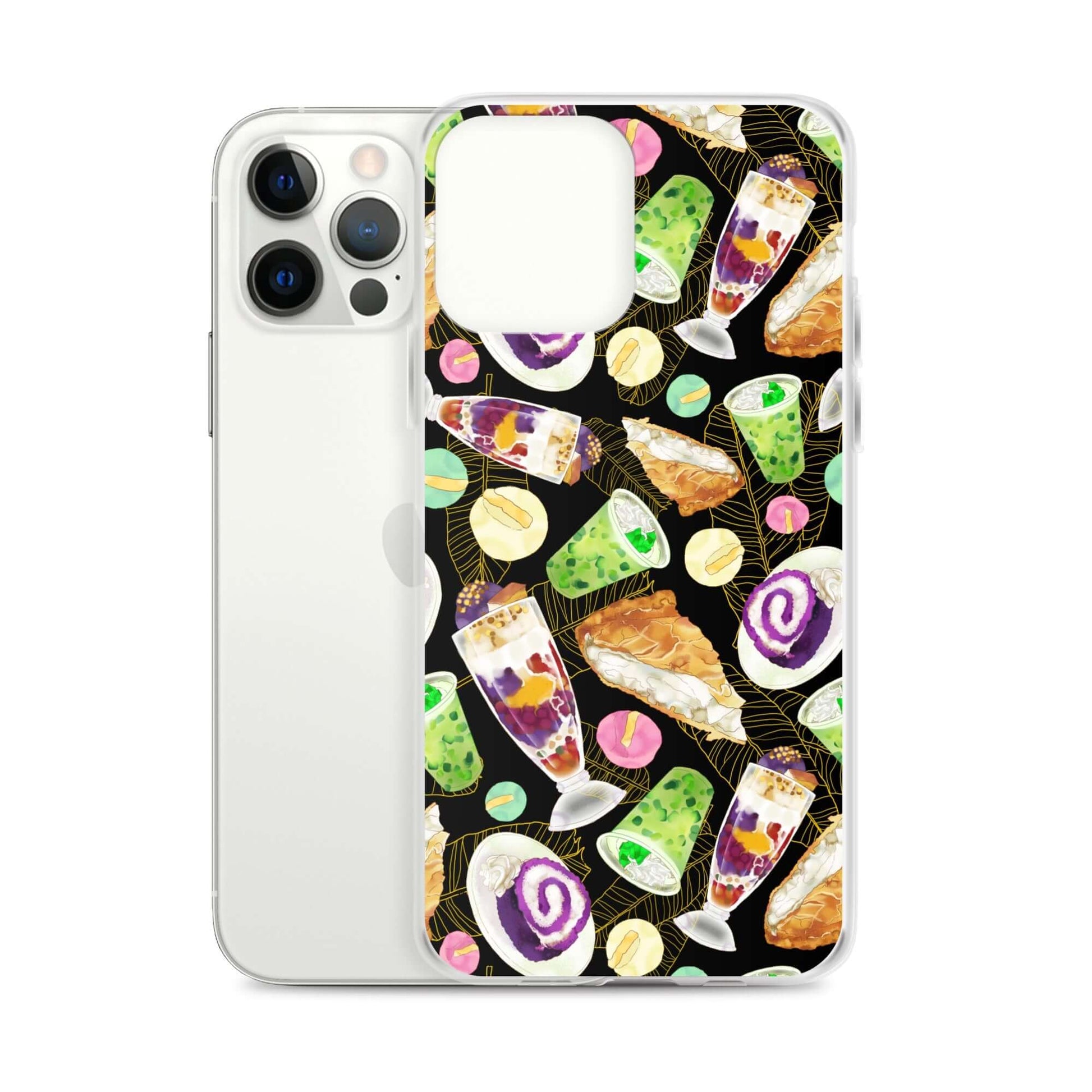 Filipino Dessert iPhone® Clear Case features vibrant ube rolls and halo-halo, perfect for sweet treat lovers.