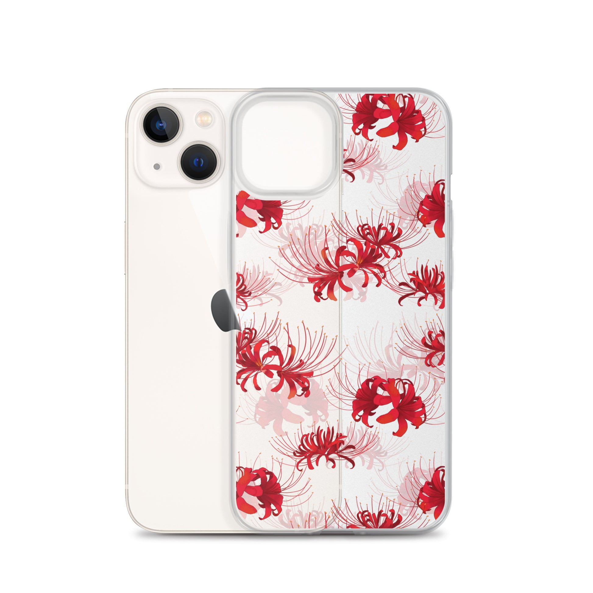Sleek Higanbana iPhone® Clear Case with floral design protects against scratches and dust, easy to install and remove.
