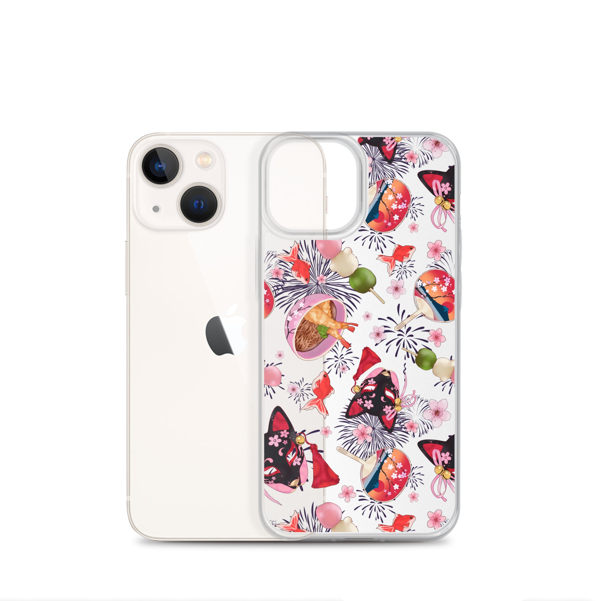 Sleek Matsuri iPhone® Clear Case featuring vibrant designs, protecting against scratches and dirt effortlessly.