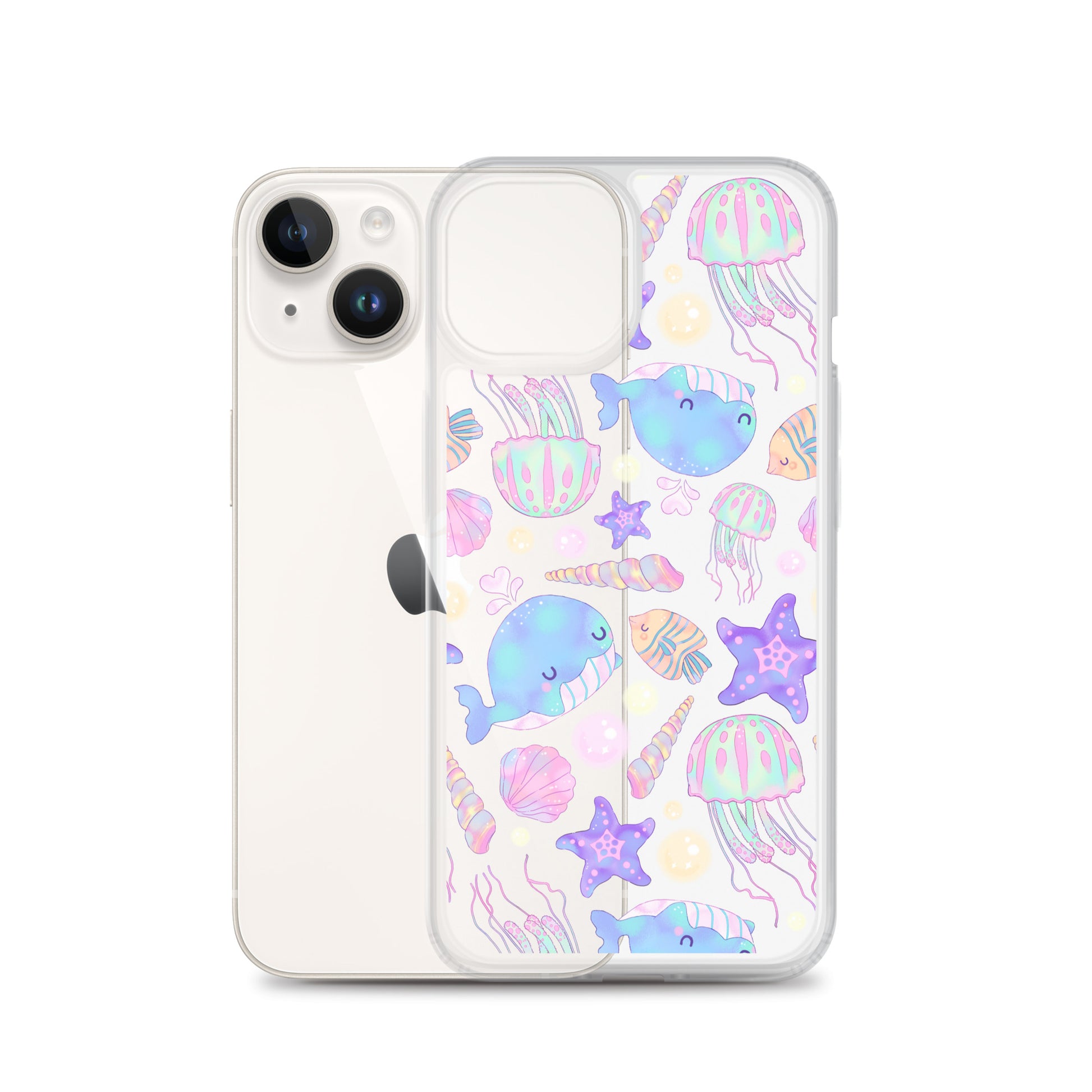 Protect your phone stylishly with the Under the Sea iPhone® Clear Case, featuring adorable sea creatures and vibrant colors.