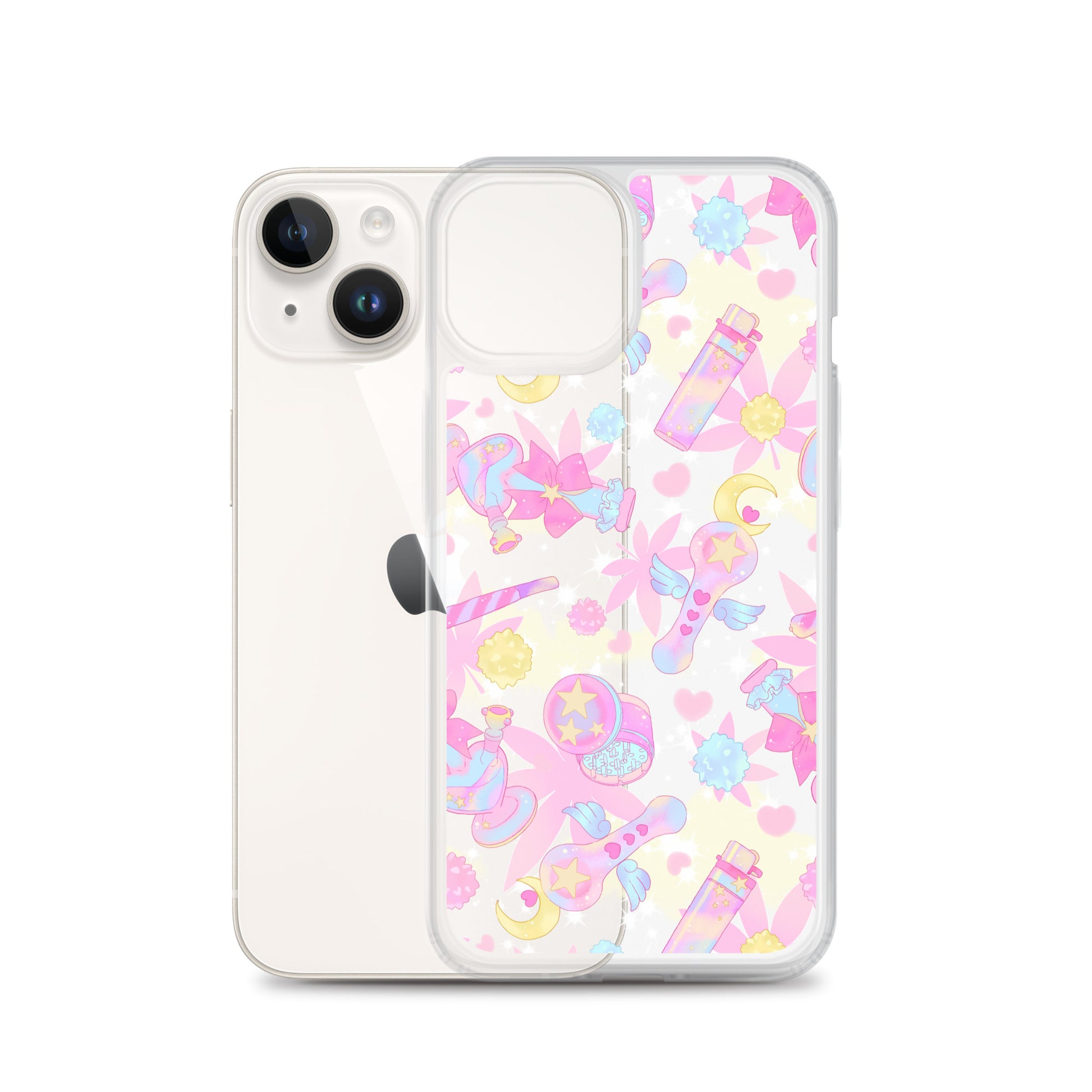 Stylish Indica Magica iPhone® Clear Case featuring a colorful design, protecting against scratches and dirt.