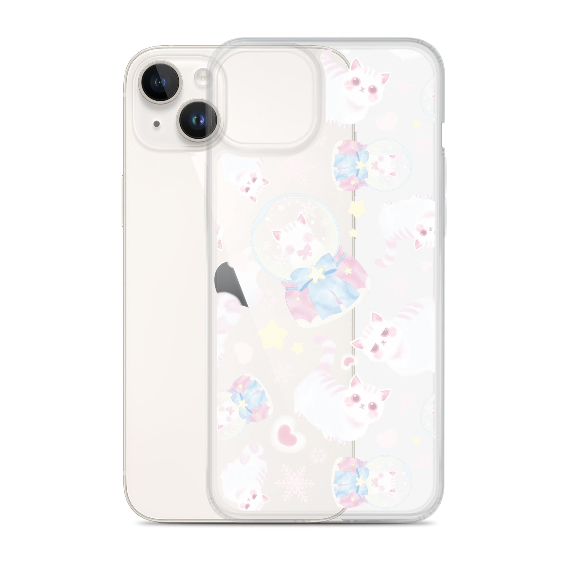 Protect your iPhone® stylishly with the Snow Kitten iPhone® Clear Case featuring adorable cat designs.