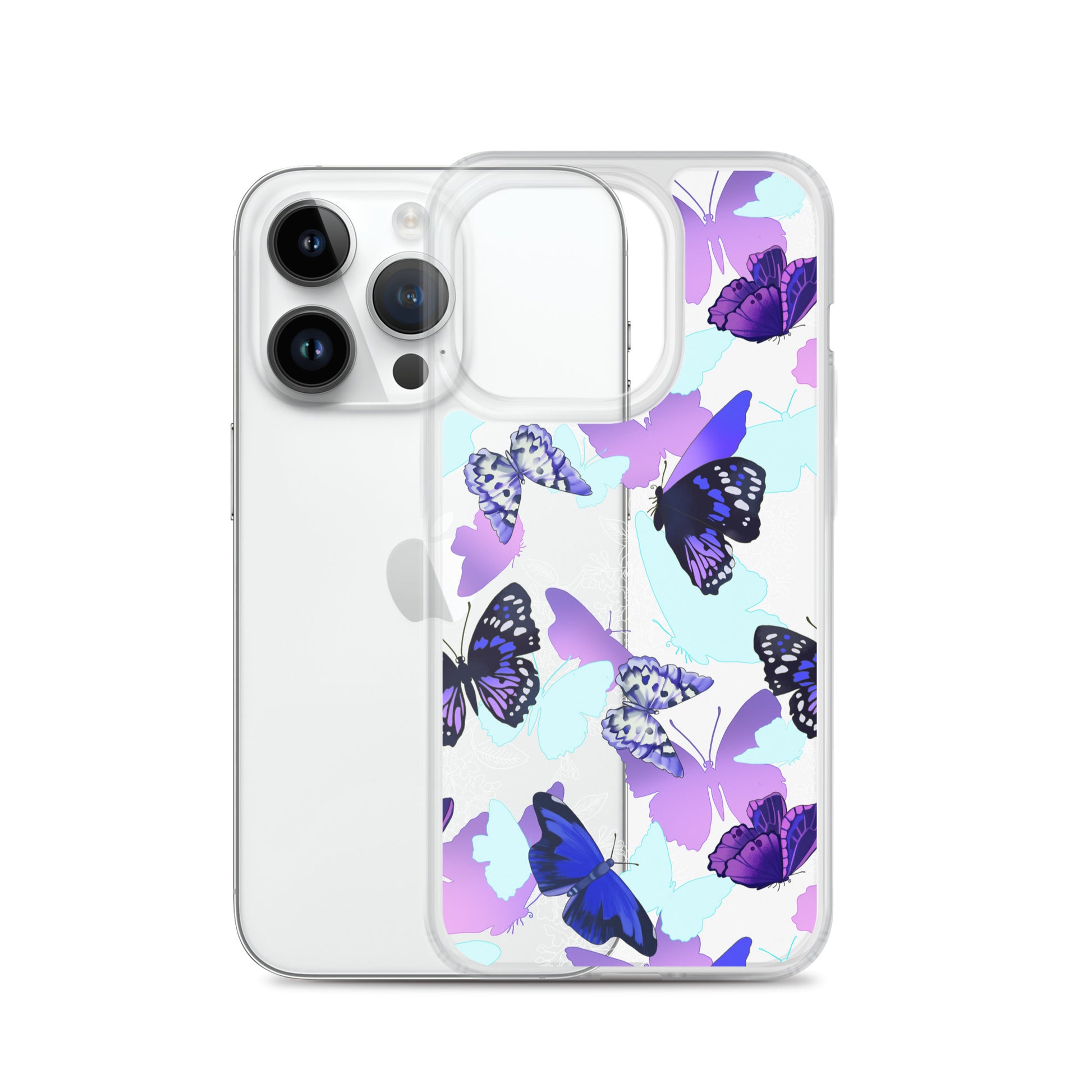 Butterfly iPhone® Clear Case showcases vibrant butterflies, combining style and protection for your device.