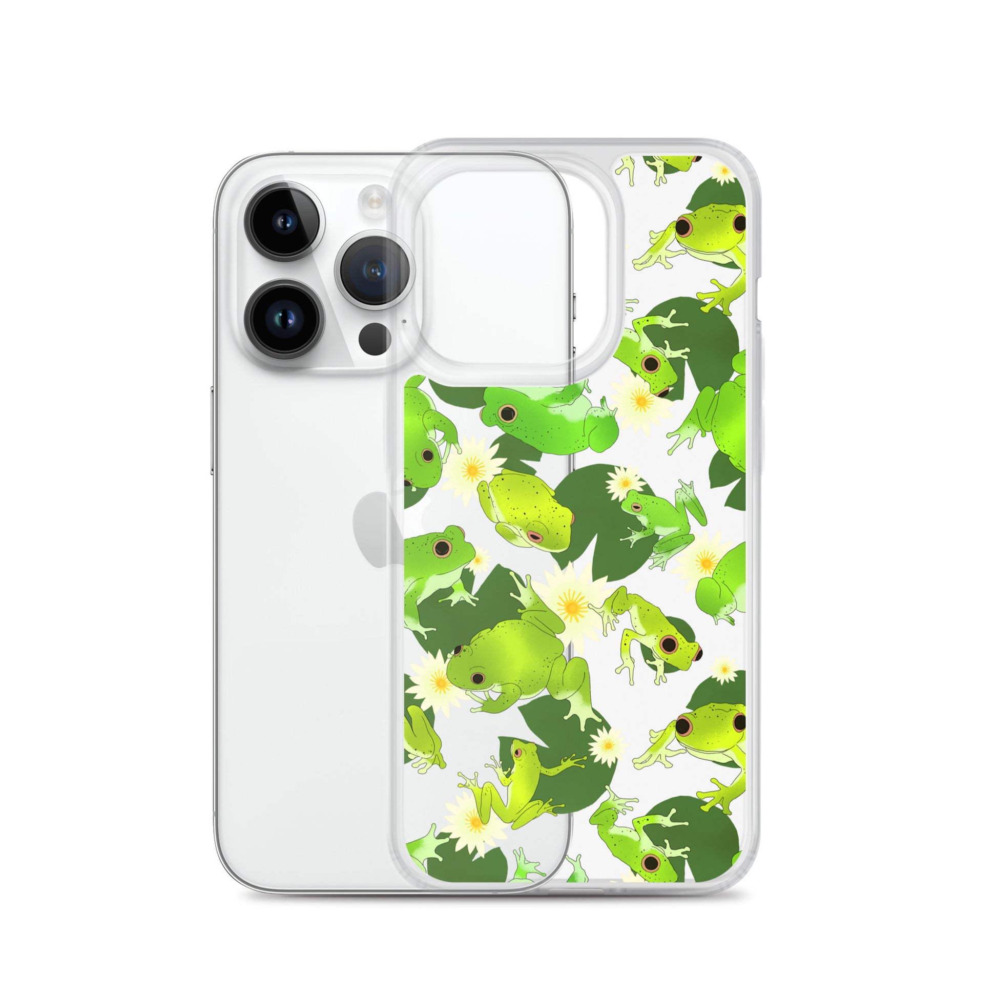 Kero-kero iPhone® Clear Case features playful frog designs, offering stylish protection for your device.