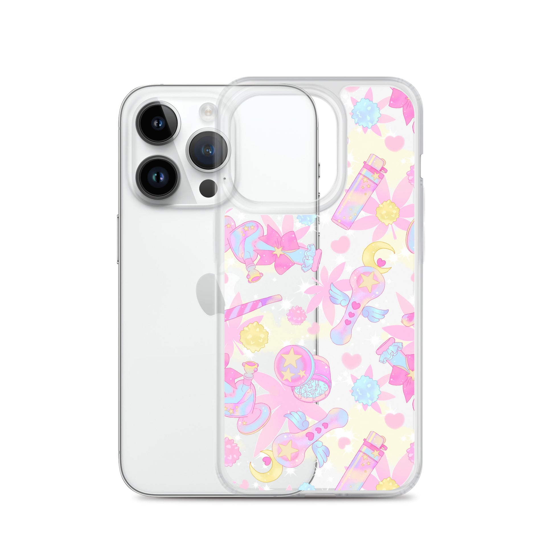 Stylish Indica Magica iPhone® Clear Case showcasing vibrant designs, offering protection against scratches and dust.