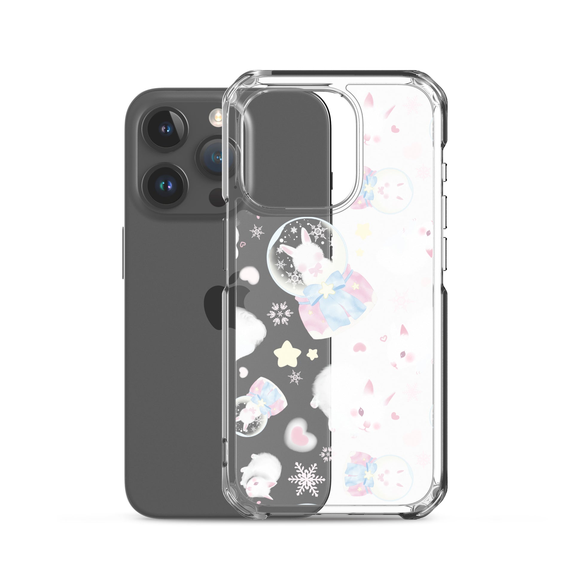 Protect your iPhone® in style with the Snow Bunny iPhone® Clear Case, featuring a sleek design and flexible sides.