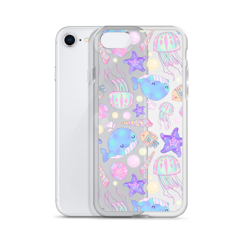 Sleek Under the Sea iPhone® Clear Case with vibrant ocean designs, offering protection from scratches and dirt.