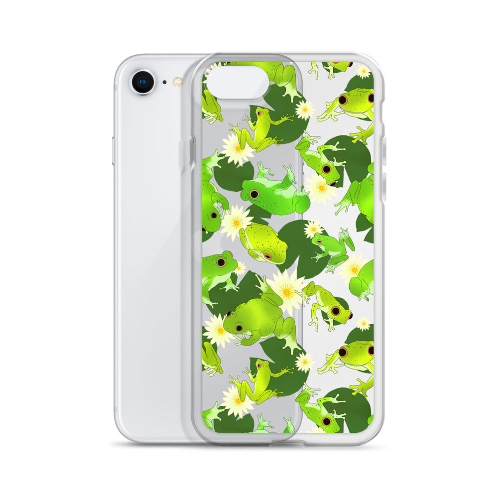 Kero-kero iPhone® Clear Case features a vibrant frog design, offering stylish protection for your device.