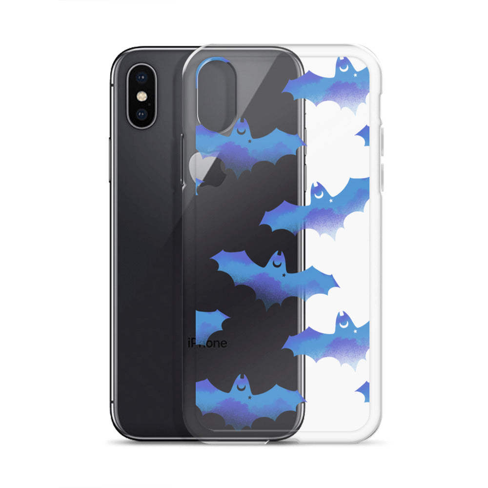 Stylish Lilith iPhone® Clear Case showcases blue bats, protecting against dust and scratches while looking sleek.