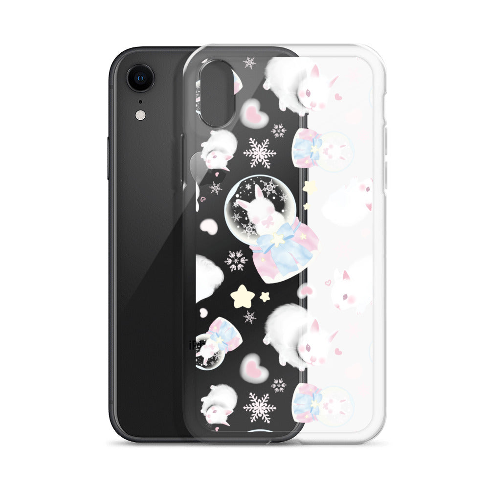 Protect your iPhone® with the stylish Snow Bunny iPhone® Clear Case featuring cute bunnies and snowflakes.