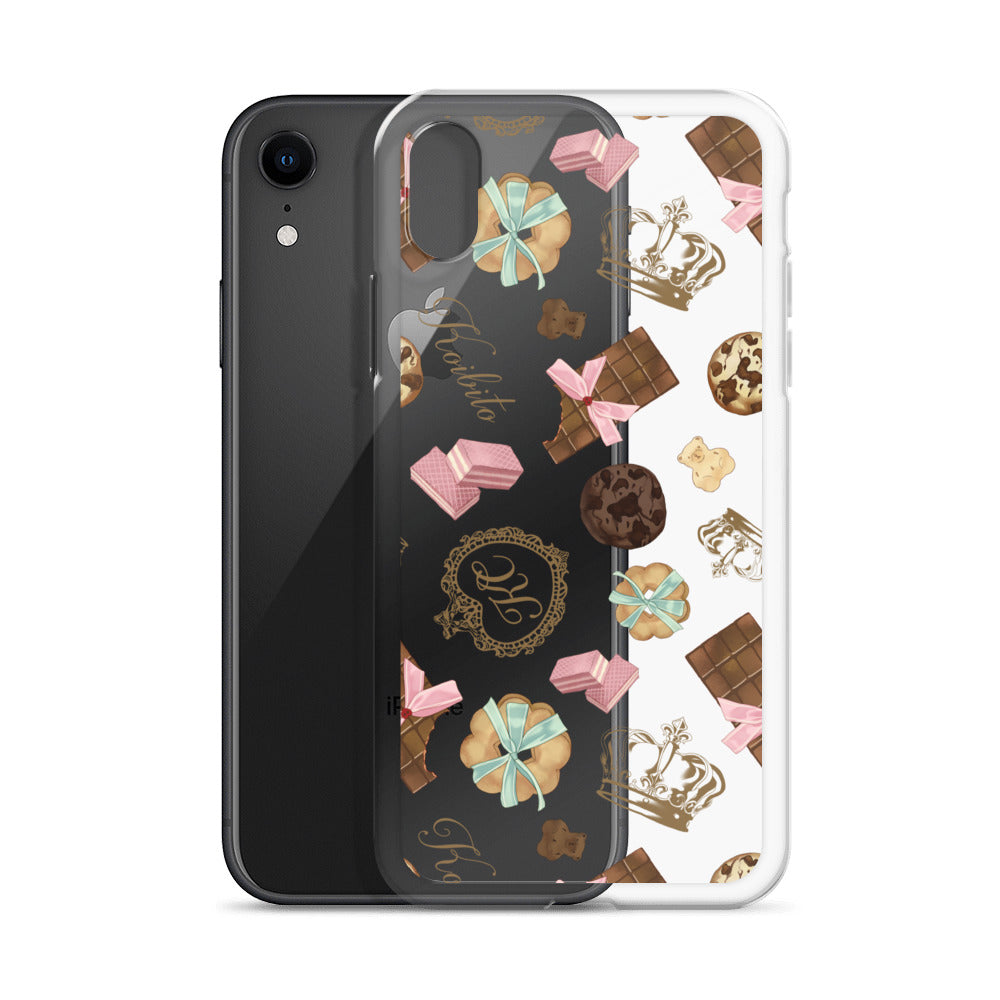 Royal Cookie iPhone® Clear Case featuring a playful cookie design, offering sleek protection against scratches and dust.
