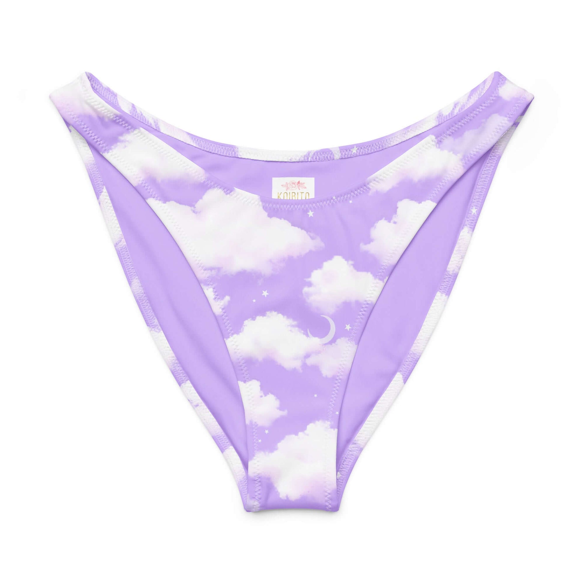 Cloudy Sky V-cut bikini bottom in lavender with high-leg cut and UPF 50+ sun protection.