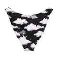 V-cut bikini bottom featuring a cloudy sky print with stars and a crescent moon, perfect for sunny days.