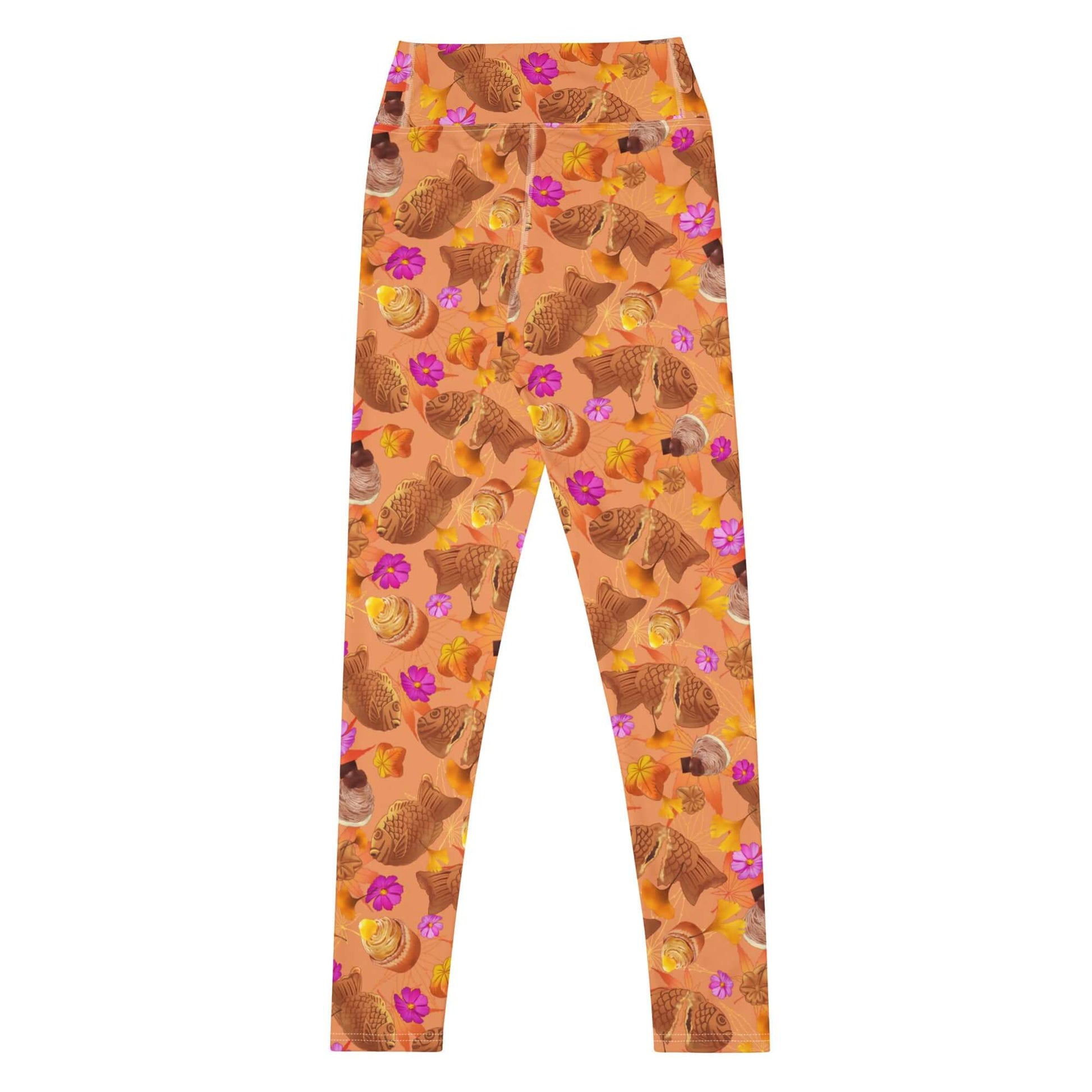 Stylish High-waisted Momiji Leggings feature a vibrant fall design, perfect for cozy outings and casual wear.
