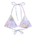 Stylish Anniversary Padded String Bikini Top in floral print, perfect for summer and eco-friendly fun at the beach.