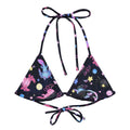 Eco-friendly Axolotl Padded String Bikini Top featuring vibrant prints and adjustable straps for summer style.