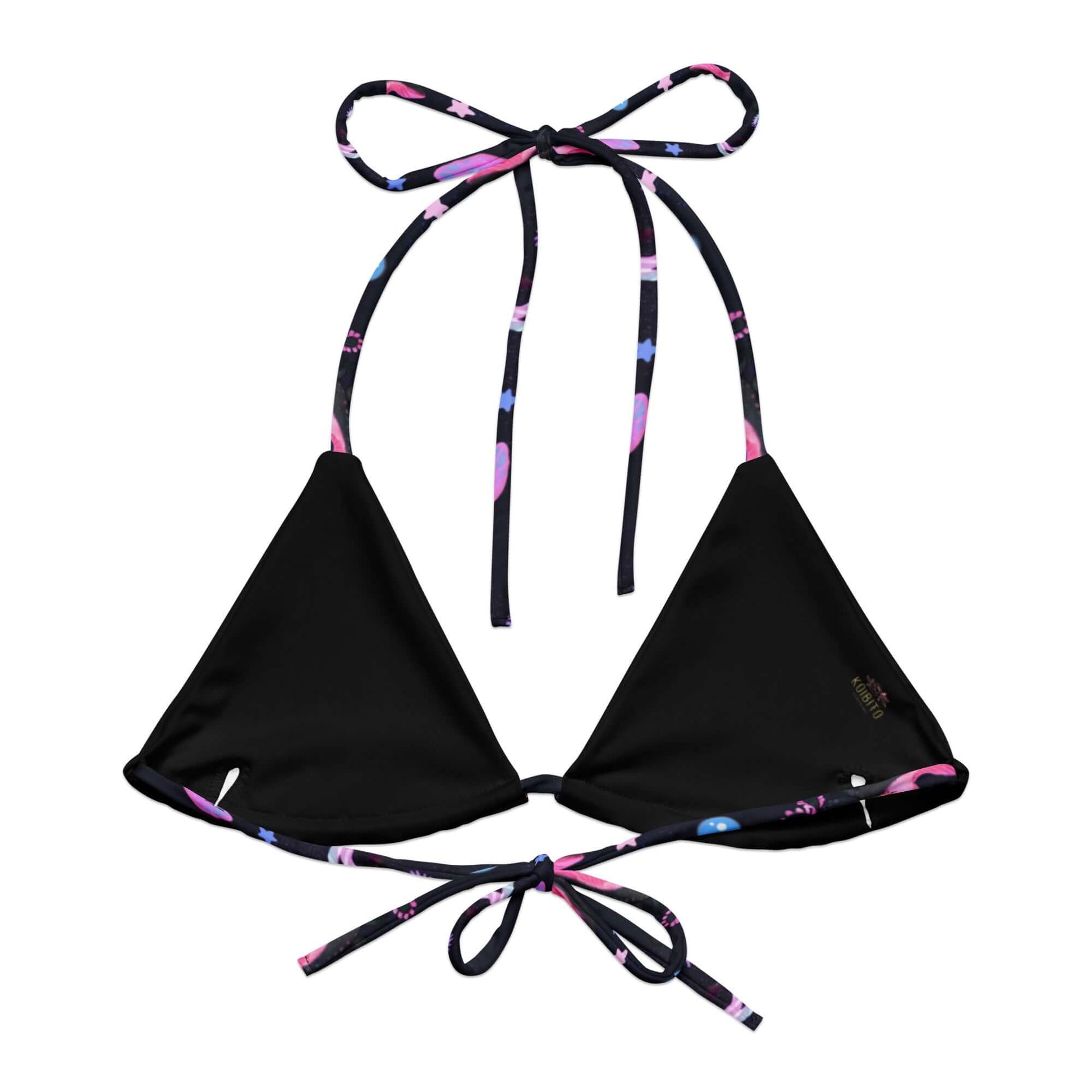 Stylish Axolotl Padded String Bikini Top featuring eco-friendly design and adjustable straps, perfect for summer fun.