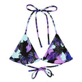 Butterfly Padded String Bikini Top featuring a vibrant all-over print, perfect for eco-friendly summer styling.