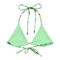 Choco Mint Padded String Bikini Top features eco-friendly fabric and stylish adjustable straps for summer fun.