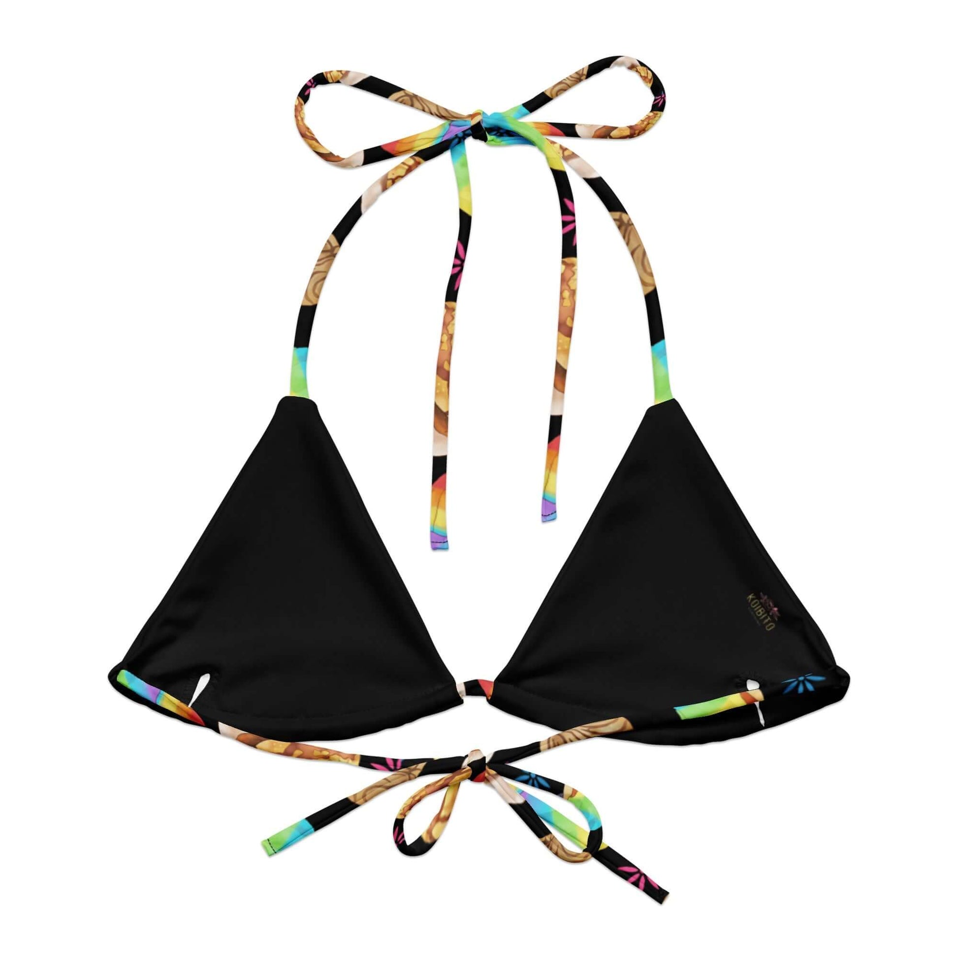 Stylish Pan Dulce Padded String Bikini Top features vibrant straps and eco-friendly materials, perfect for summer fun.