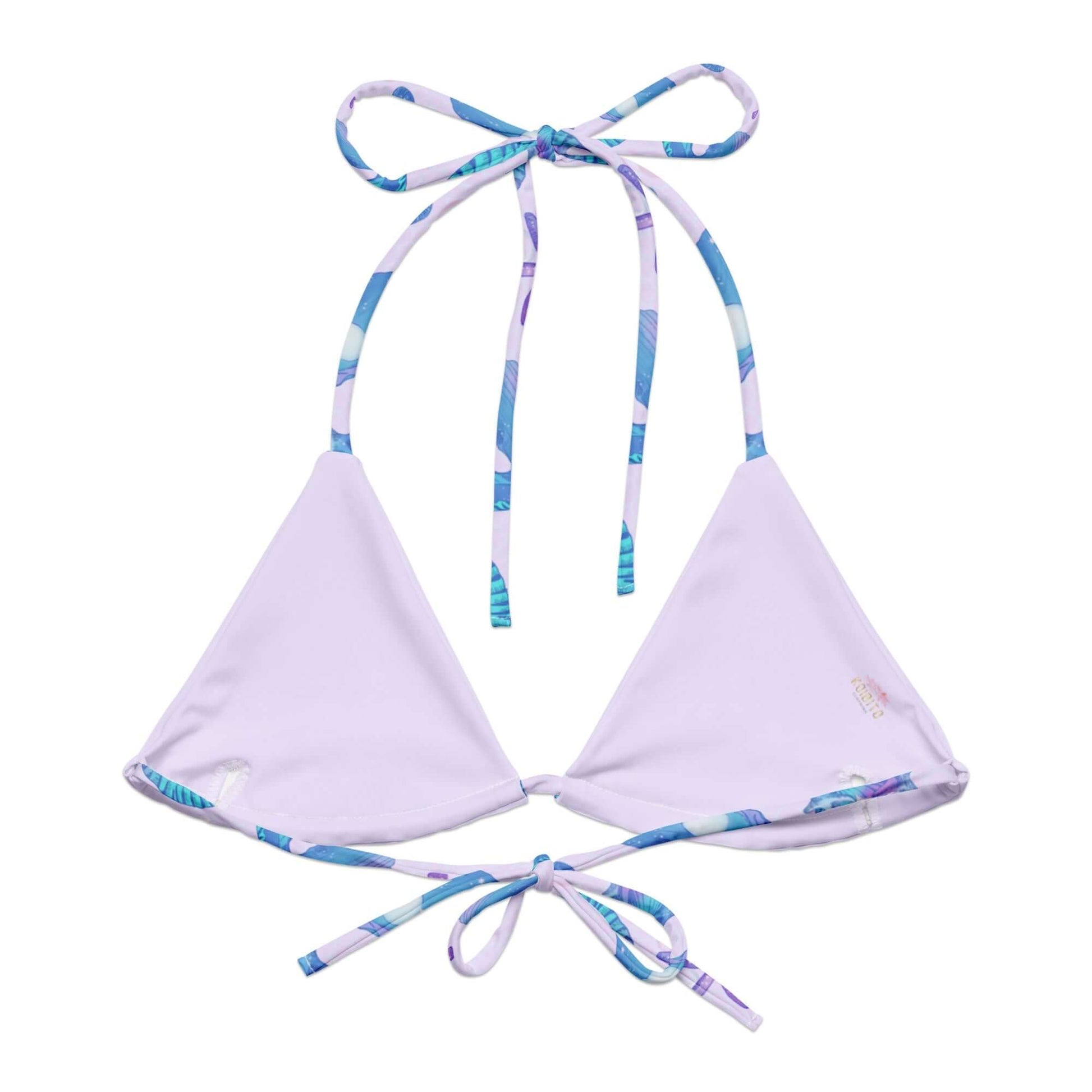 Eco-friendly Sea Princess Padded String Bikini Top features stylish print and adjustable straps, perfect for summer fun.