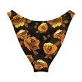 Enchanted Rose V-cut bikini bottom with vibrant floral design, perfect for sun protection and comfort.