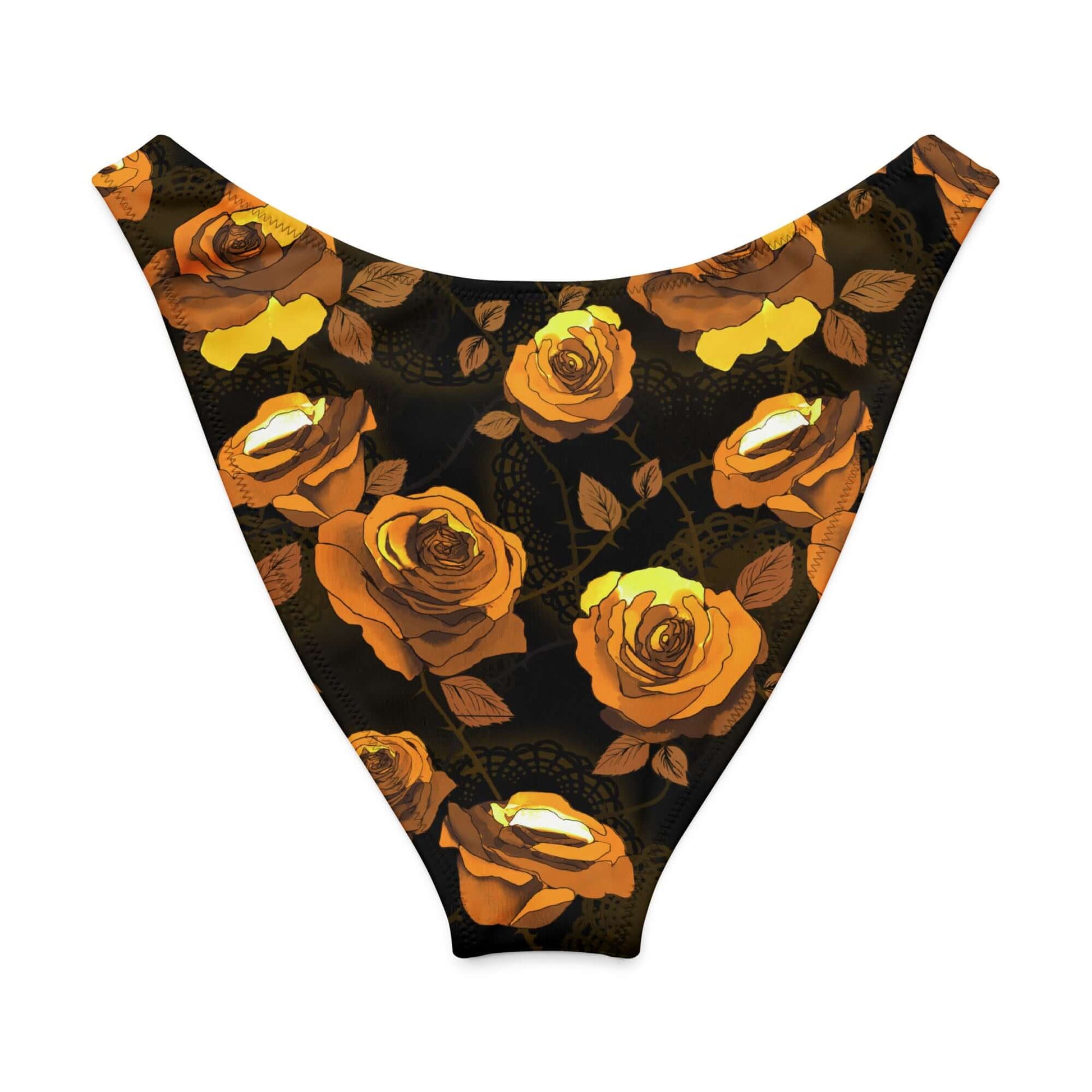 Enchanted Rose V-cut bikini bottom with vibrant floral design, perfect for sun protection and comfort.