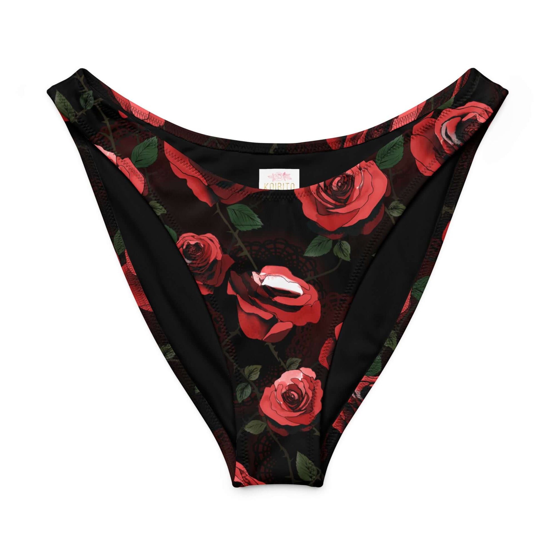 Floral print Enchanted Rose V-cut bikini bottom with a flattering high-leg cut and soft, stretchy fabric.