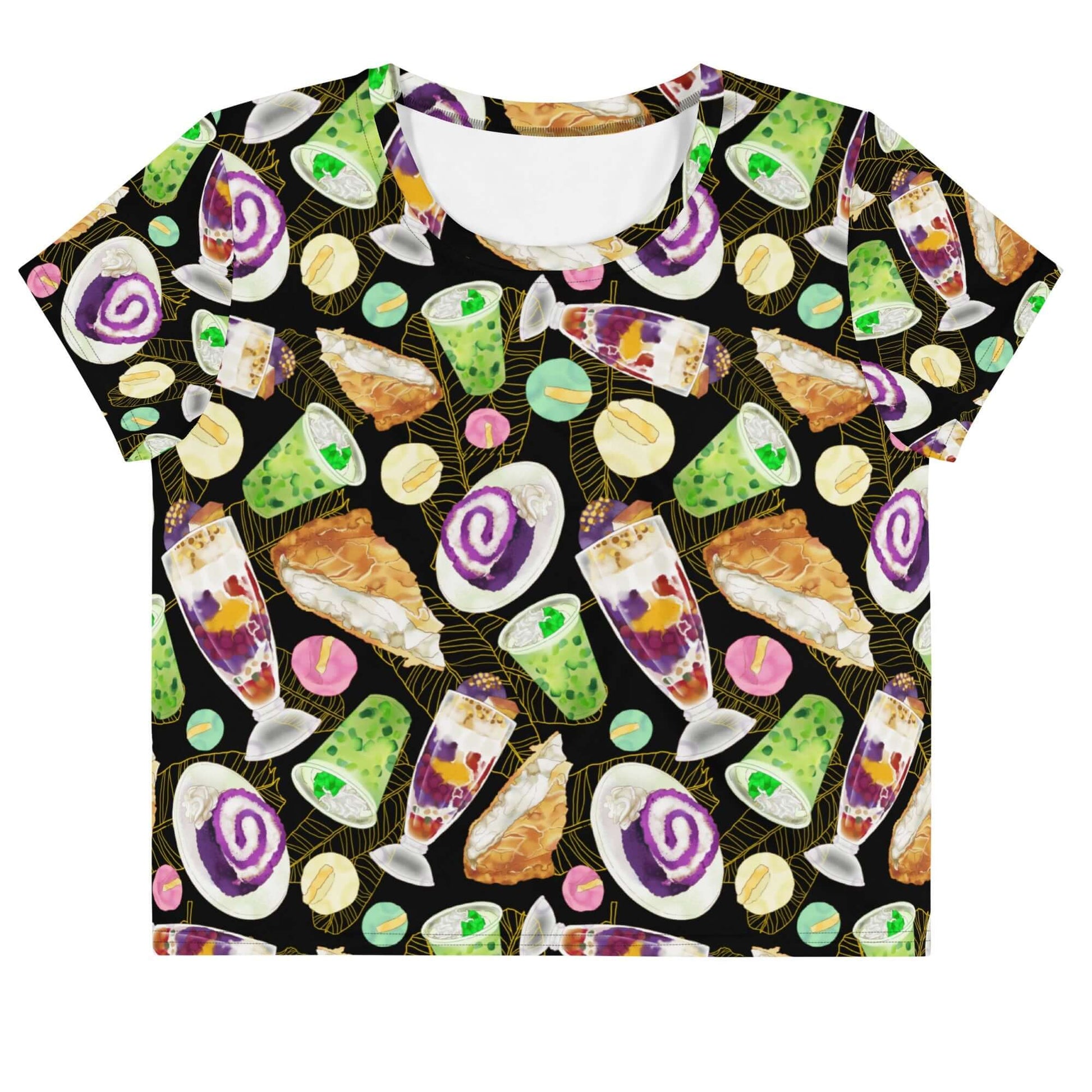 Showcase your Filipino pride with the Filipino Dessert Crop Top, featuring vibrant desserts in a fun design.