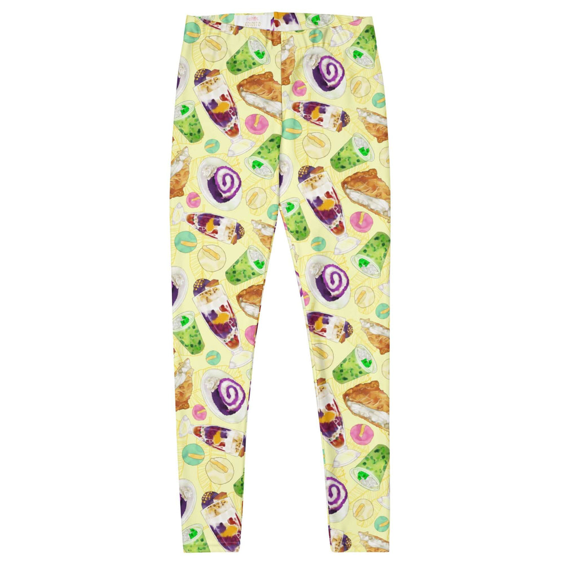 Charming Filipino Dessert Leggings featuring colorful prints of popular sweets to celebrate Filipino culture.