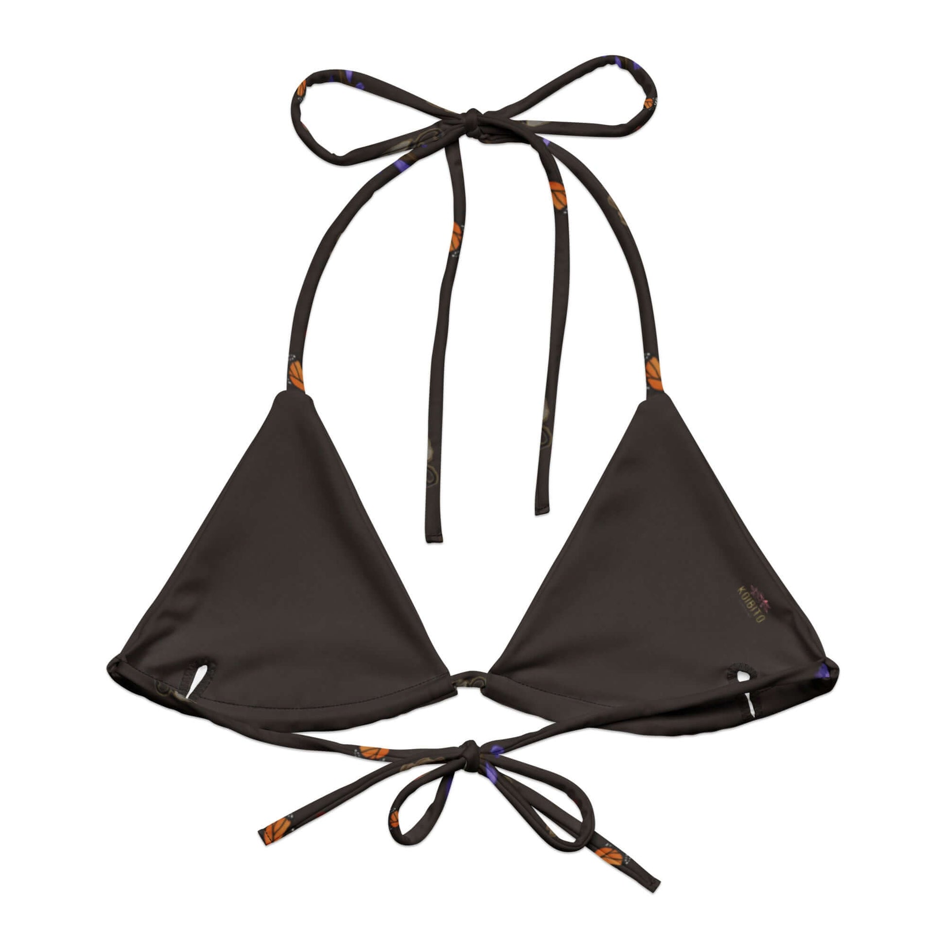 Gothic Tea Time Padded String Bikini Top featuring eco-friendly design and adjustable straps for stylish summer looks.