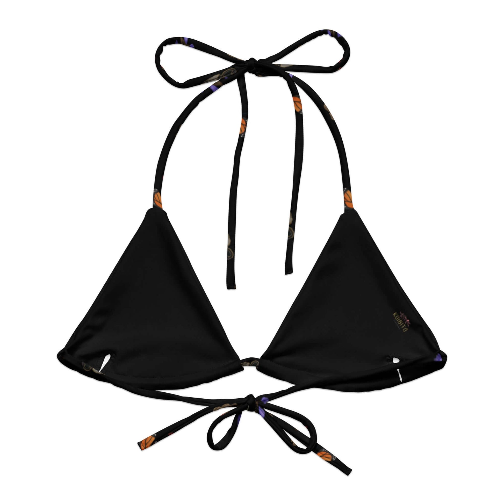 Gothic Tea Time Padded String Bikini Top features eco-friendly design and stylish adjustable straps for summer fun.