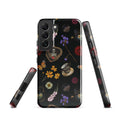 Gothic Tea Time Samsung® Tough Case features intricate floral and skull designs, offering stylish protection for your phone.