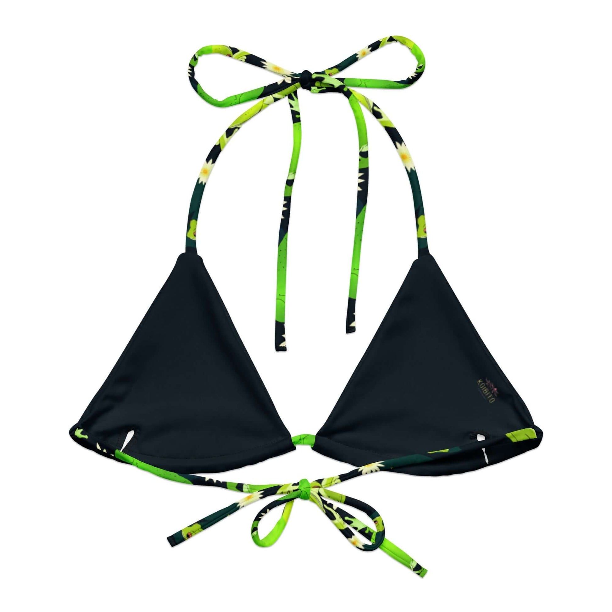 Kero-kero Padded String Bikini Top showcases eco-friendly design with vibrant colors and adjustable straps for summer fun.