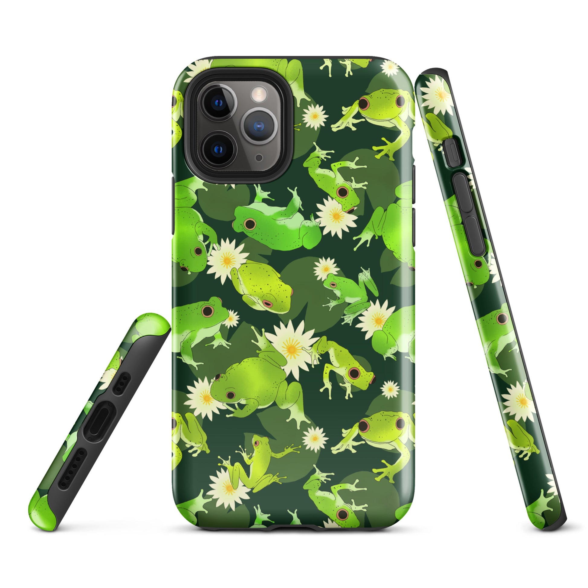Kero-kero iPhone® Tough Case features vibrant frog designs, offering stylish protection for your device all year round.