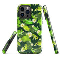 Colorful Kero-kero iPhone® Tough Case featuring frogs and flowers, blending style with durable protection for your phone.