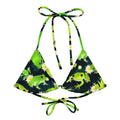 Kero-kero Padded String Bikini Top features vibrant frog prints, perfect for eco-friendly summer style.