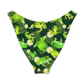 Kero-kero V-cut bikini bottom with playful frog and lily pad print, perfect for sunny beach days and stylish summer fun.