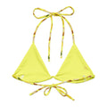 Bright and stylish Lemon Padded String Bikini Top, eco-friendly with stretchy straps, perfect for summer fun.