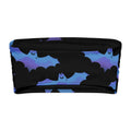 Lilith bandeau bikini top featuring a playful bat pattern against a dark background, perfect for summer vibes.