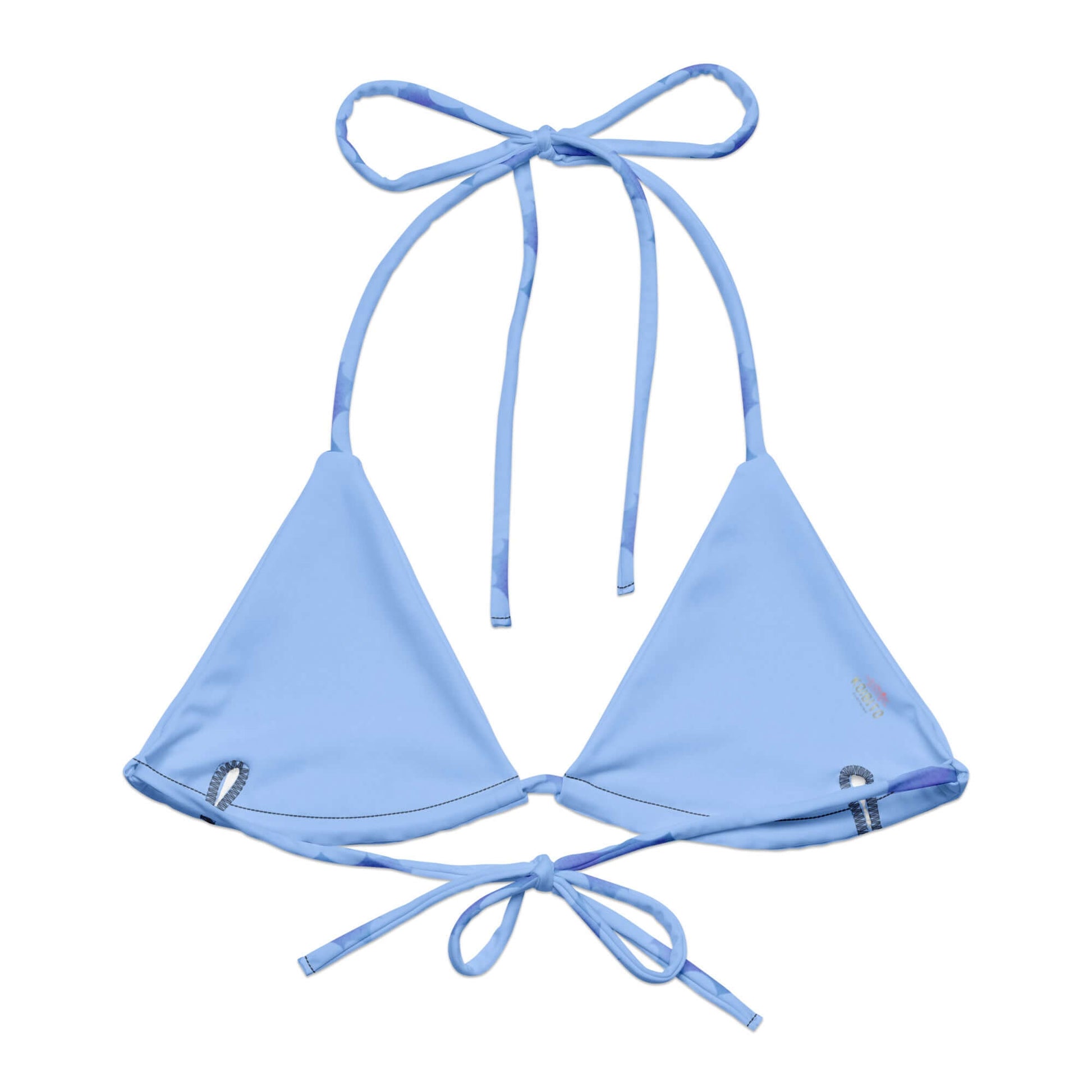 Lilith Padded String Bikini Top features eco-friendly design, soft recycled polyester, and stylish adjustable straps.