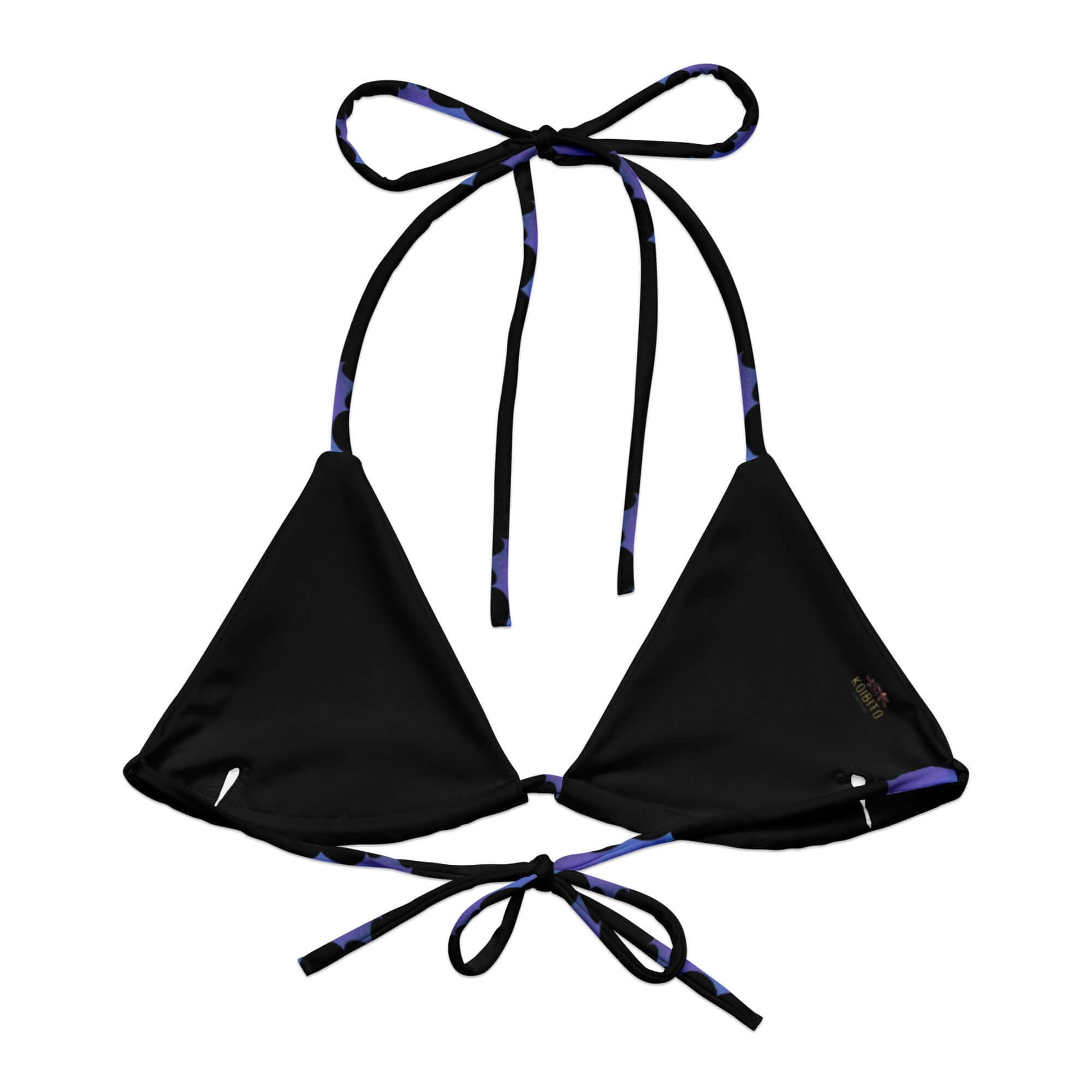 Stylish Lilith Padded String Bikini Top featuring eco-friendly design and colorful straps, perfect for summer vibes.