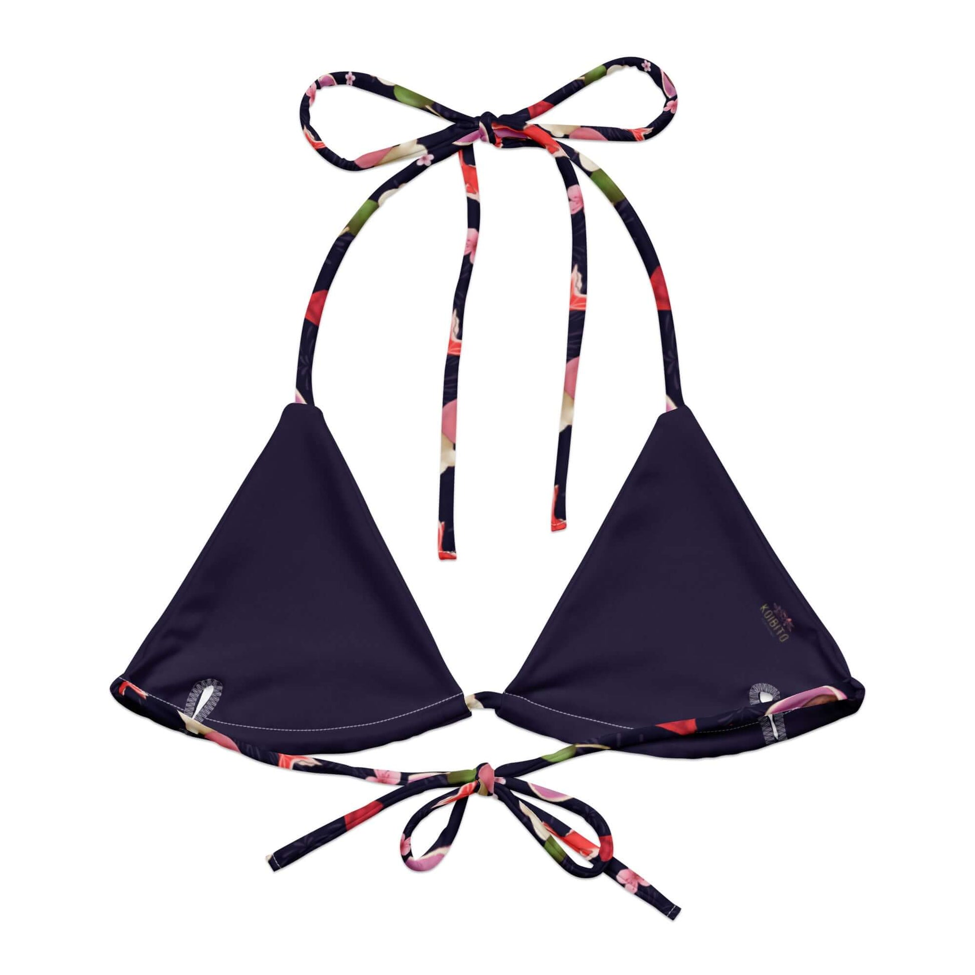 Matsuri Padded String Bikini Top features eco-friendly recycled materials and stylish, adjustable straps for summer fun.