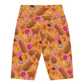 Momiji Biker Shorts feature a vibrant autumn design, perfect for stylish comfort during fall outings.
