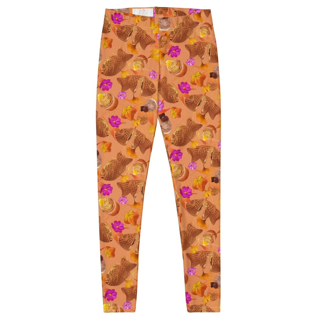 Stylish Momiji Leggings feature a vibrant fall design, perfect for cozy outings and making a fashion statement.